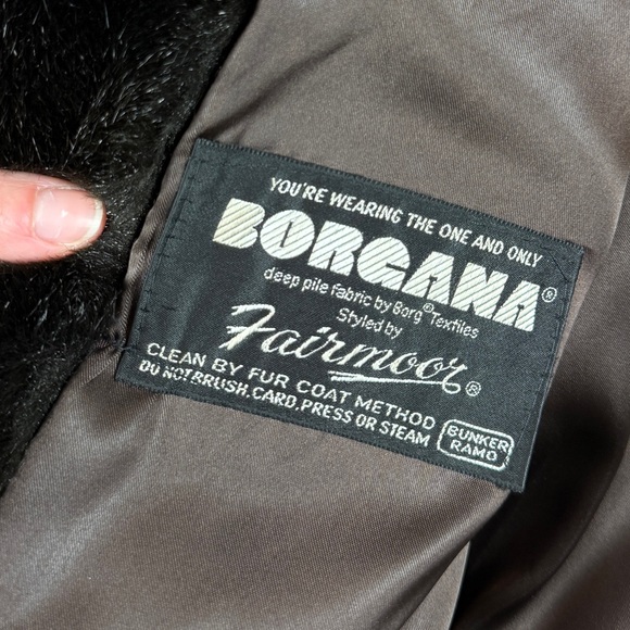 Vintage Borgana Brown Faux Fur Mid Length Double Breased Pea Coat Women’s Medium - Picture 5 of 14